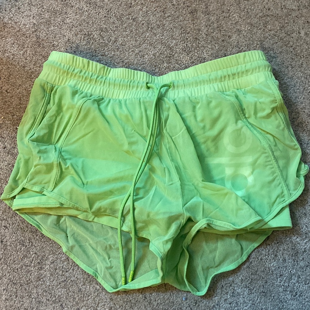 Alo green mesh shorts with compression shorts attached